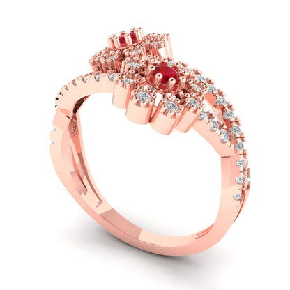 0.48 cttw Simulated Ruby Hidden Halo Engagement Ring - Solid Rose Gold (VVS1, Round Cut,2.5mm)