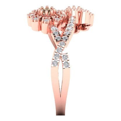 0.48 cttw Yellow Moissanite Hidden Halo Engagement Ring - Solid Rose Gold (VVS1, Round Cut,2.5mm)