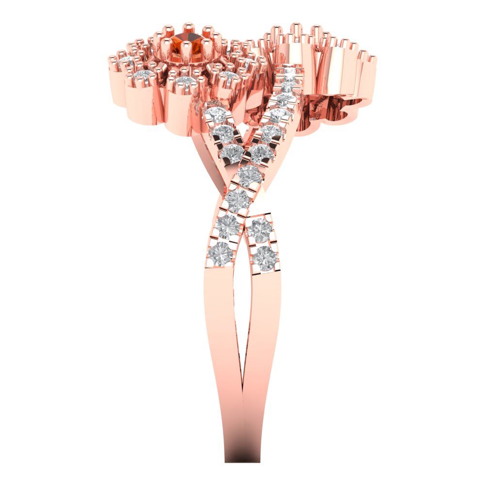 0.48 cttw Zirconia Simulated Red Diamond Hidden Halo Engagement Ring - Solid Rose Gold (VVS1, Round Cut,2.5mm)