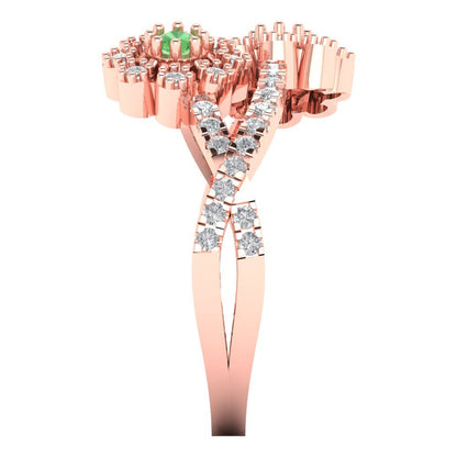 0.48 cttw Zirconia Simulated Green Diamond Hidden Halo Engagement Ring - Solid Rose Gold (VVS1, Round Cut,2.5mm)
