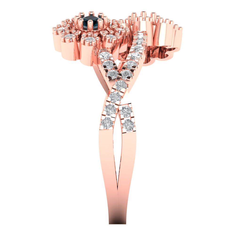 0.48 cttw Natural London Blue Topaz Hidden Halo Engagement Ring - Solid Rose Gold (VVS1, Round Cut,2.5mm)
