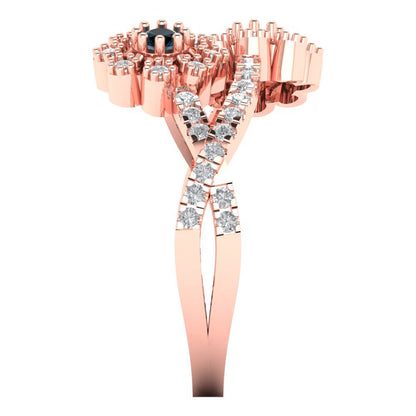 0.48 cttw Natural London Blue Topaz Hidden Halo Engagement Ring - Solid Rose Gold (VVS1, Round Cut,2.5mm)