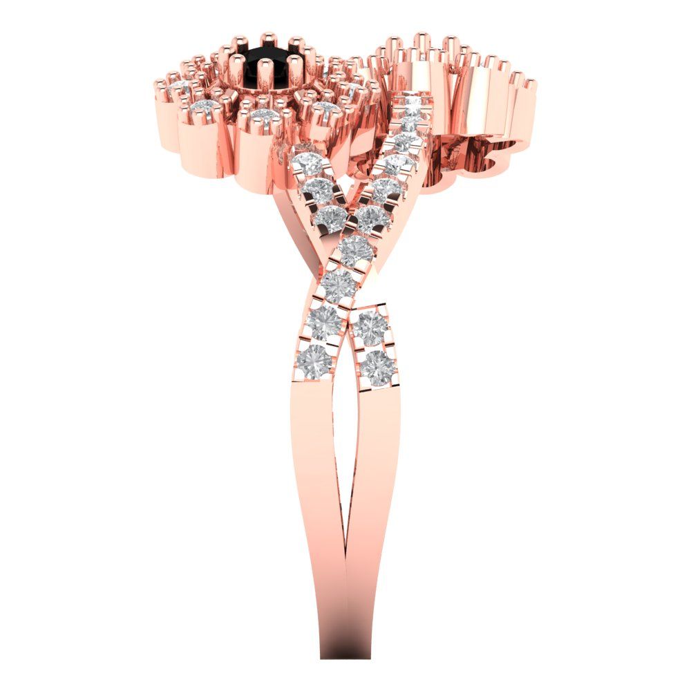 0.48 cttw Natural Onyx Hidden Halo Engagement Ring - Solid Rose Gold (VVS1, Round Cut,2.5mm)