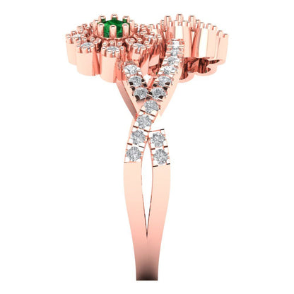 0.48 cttw Simulated Emerald Hidden Halo Engagement Ring - Solid Rose Gold (VVS1, Round Cut,2.5mm)