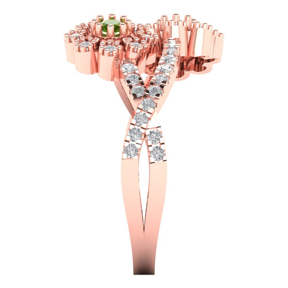 0.48 cttw Natural Peridot Hidden Halo Engagement Ring - Solid Rose Gold (VVS1, Round Cut,2.5mm)