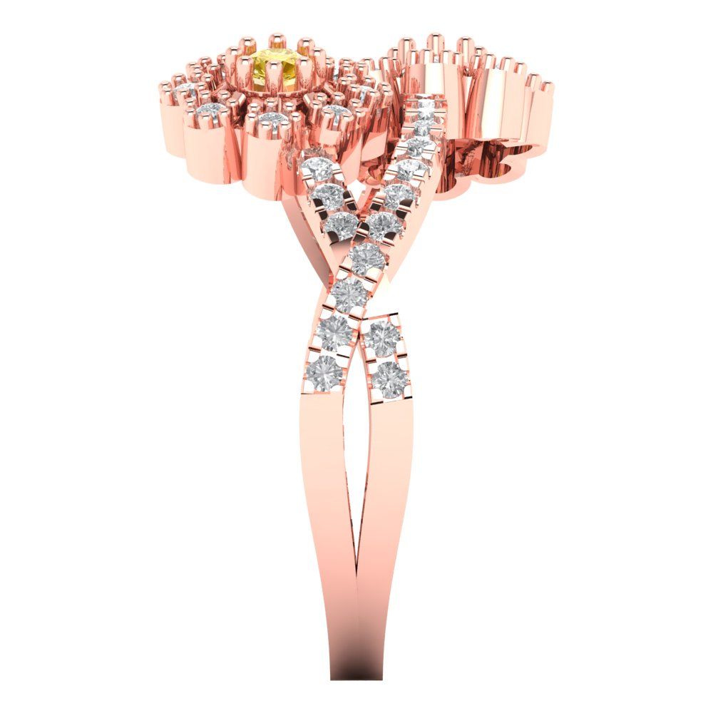 0.48 cttw Zirconia Simulated Yellow Diamond Hidden Halo Engagement Ring - Solid Rose Gold (VVS1, Round Cut,2.5mm)