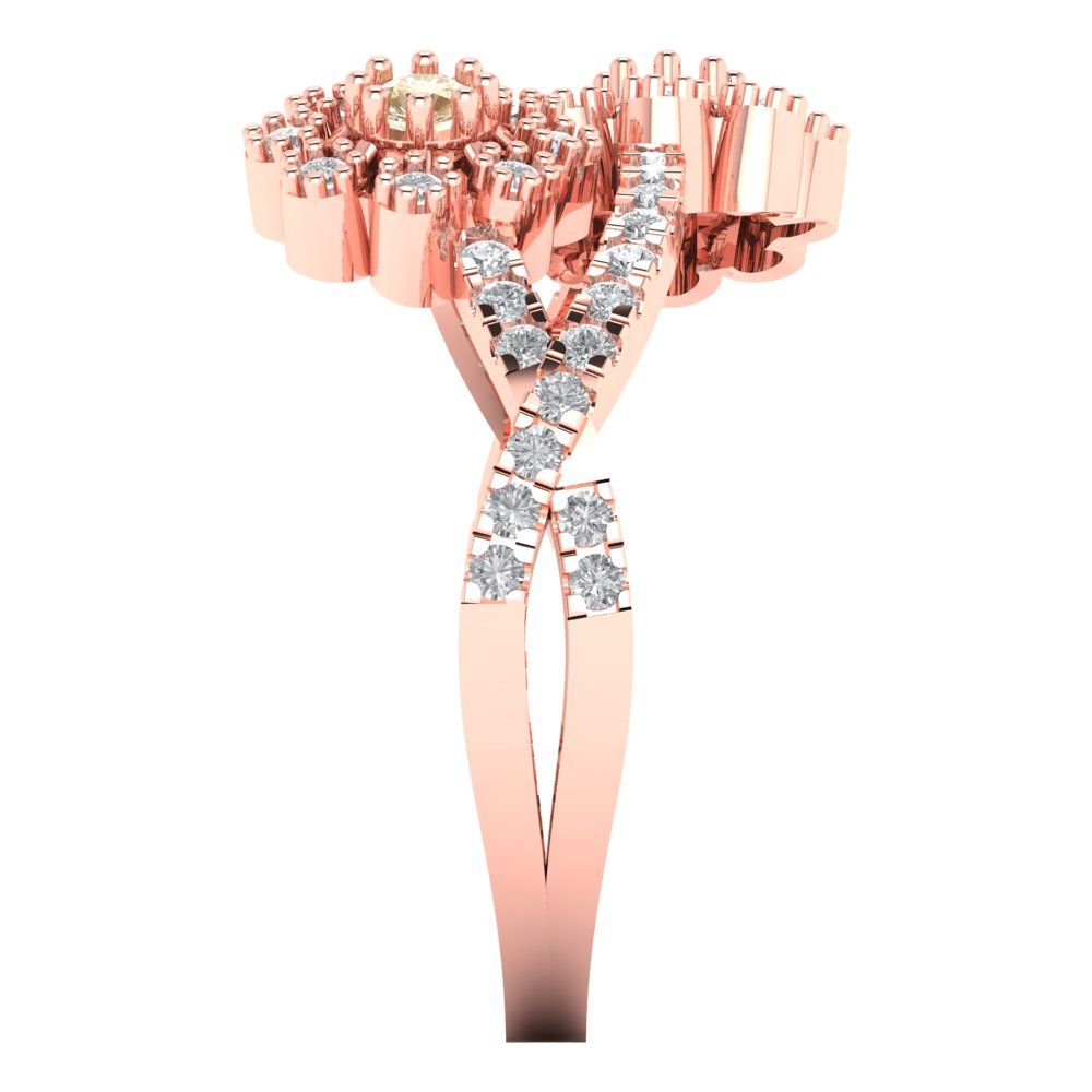 0.48 cttw Natural Morganite Hidden Halo Engagement Ring - Solid Rose Gold (VVS1, Round Cut,2.5mm)