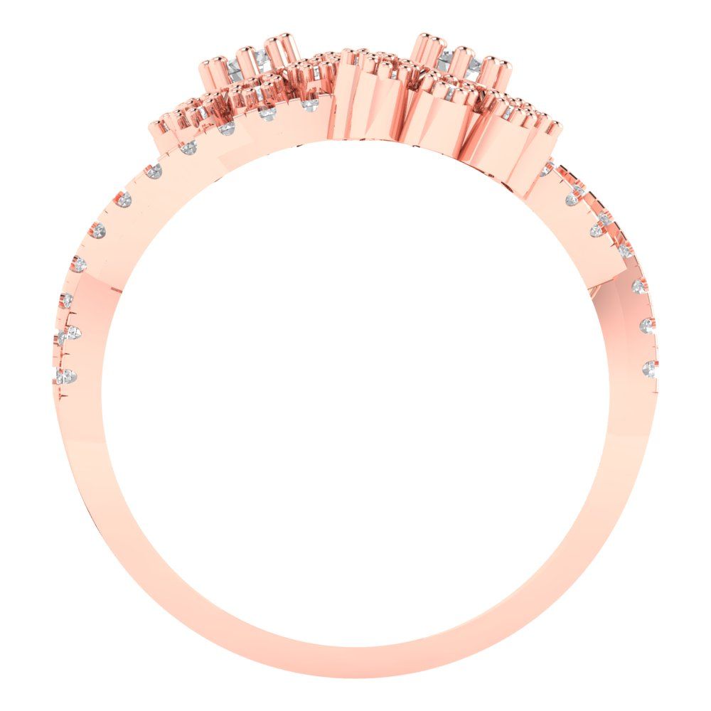 0.48 cttw Moissanite Hidden Halo Engagement Ring - Solid Rose Gold (VVS1, Round Cut,2.5mm)