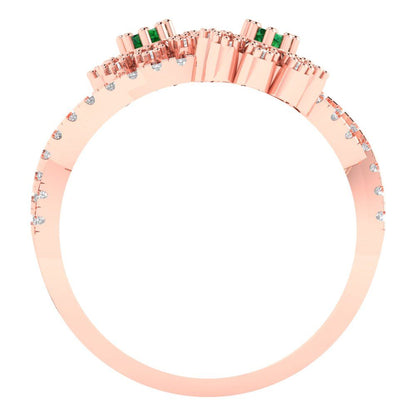 0.48 cttw Simulated Emerald Hidden Halo Engagement Ring - Solid Rose Gold (VVS1, Round Cut,2.5mm)