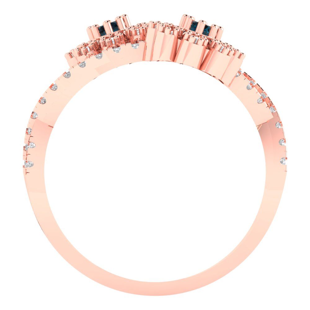 0.48 cttw Natural London Blue Topaz Hidden Halo Engagement Ring - Solid Rose Gold (VVS1, Round Cut,2.5mm)