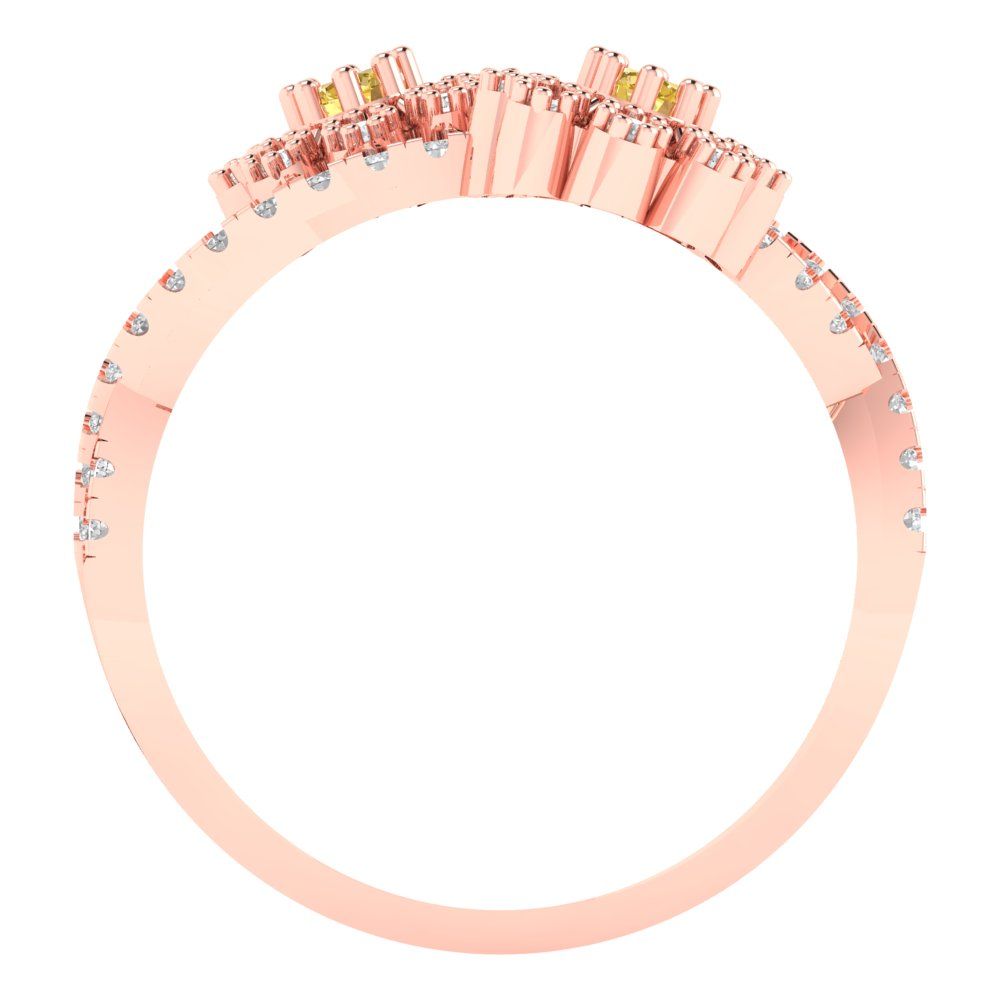 0.48 cttw Natural Citrine Hidden Halo Engagement Ring - Solid Rose Gold (VVS1, Round Cut,2.5mm)