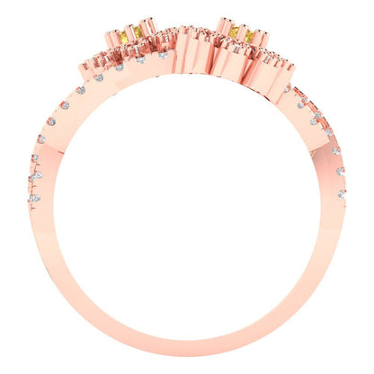 0.48 cttw Natural Citrine Hidden Halo Engagement Ring - Solid Rose Gold (VVS1, Round Cut,2.5mm)