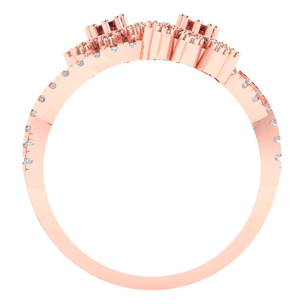 0.48 cttw Natural Garnet Hidden Halo Engagement Ring - Solid Rose Gold (VVS1, Round Cut,2.5mm)