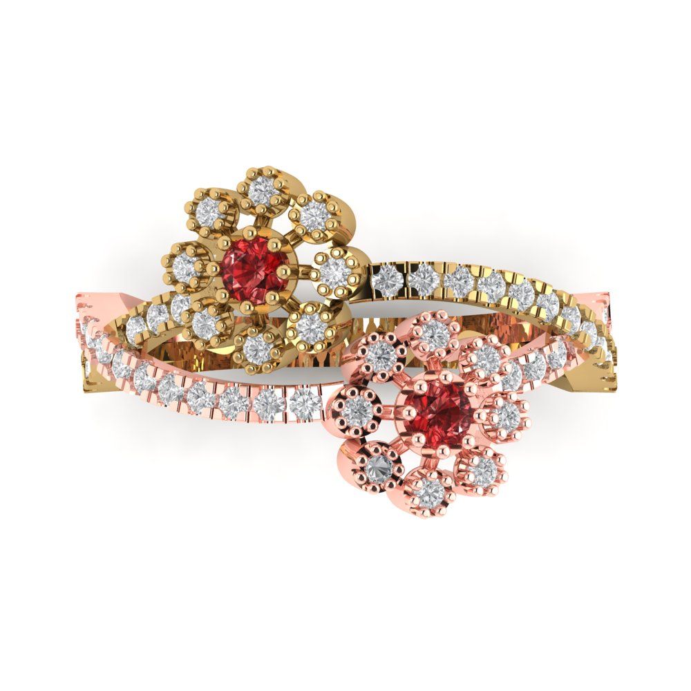 0.48 cttw Natural Garnet Hidden Halo Engagement Ring - Solid Yellow/Rose Gold (VVS1, Round Cut,2.5mm)