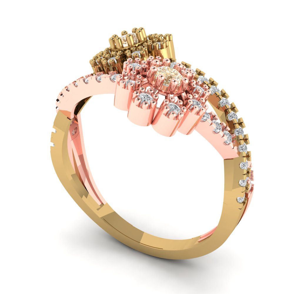 0.48 cttw Natural Morganite Hidden Halo Engagement Ring - Solid Yellow/Rose Gold (VVS1, Round Cut,2.5mm)