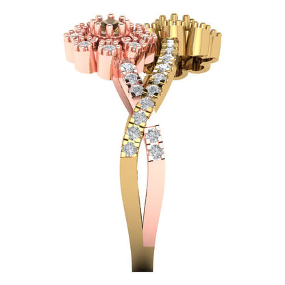 0.48 cttw Zirconia Simulated Champagne Diamond Hidden Halo Engagement Ring - Solid Yellow/Rose Gold (VVS1, Round Cut,2.5mm)