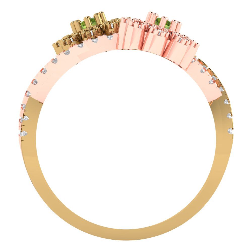 0.48 cttw Natural Peridot Hidden Halo Engagement Ring - Solid Yellow/Rose Gold (VVS1, Round Cut,2.5mm)