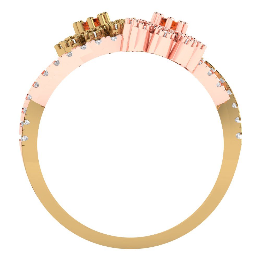0.48 cttw Zirconia Simulated Red Diamond Hidden Halo Engagement Ring - Solid Yellow/Rose Gold (VVS1, Round Cut,2.5mm)