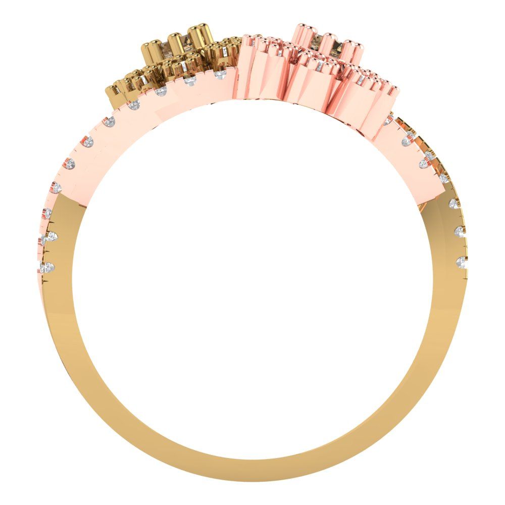 0.48 cttw Zirconia Simulated Champagne Diamond Hidden Halo Engagement Ring - Solid Yellow/Rose Gold (VVS1, Round Cut,2.5mm)