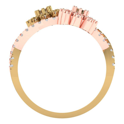 0.48 cttw Zirconia Simulated Champagne Diamond Hidden Halo Engagement Ring - Solid Yellow/Rose Gold (VVS1, Round Cut,2.5mm)