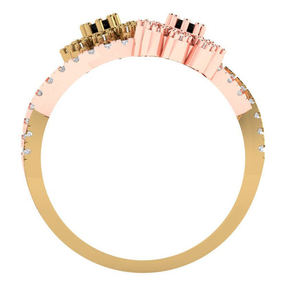 0.48 cttw Natural Onyx Hidden Halo Engagement Ring - Solid Yellow/Rose Gold (VVS1, Round Cut,2.5mm)