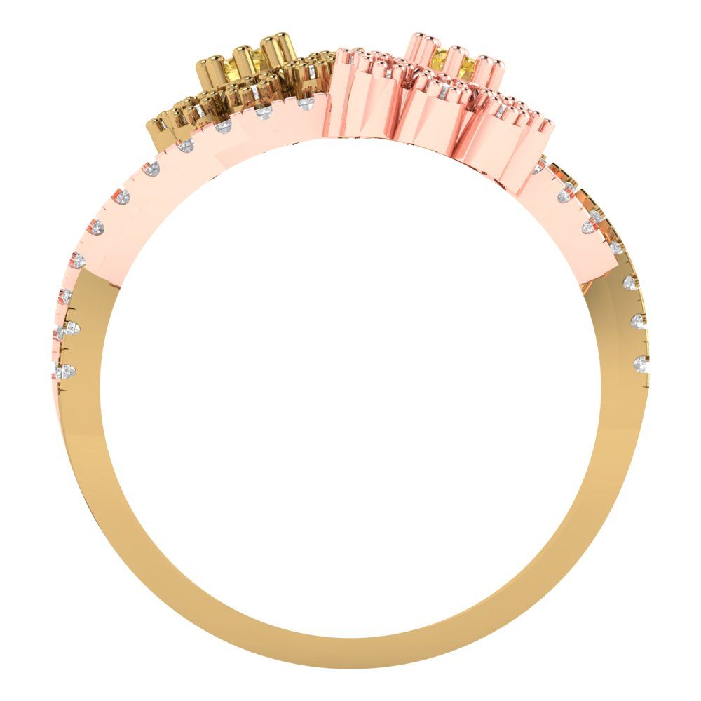0.48 cttw Natural Citrine Hidden Halo Engagement Ring - Solid Yellow/Rose Gold (VVS1, Round Cut,2.5mm)