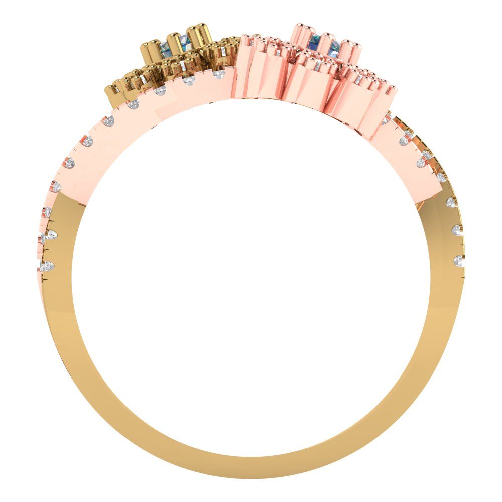 0.48 cttw Blue Moissanite Hidden Halo Engagement Ring - Solid Yellow/Rose Gold (VVS1, Round Cut,2.5mm)