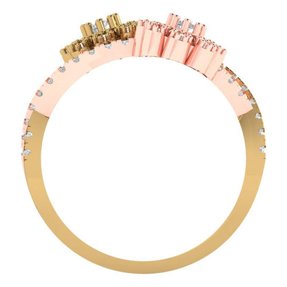 0.48 cttw Moissanite Hidden Halo Engagement Ring - Solid Yellow/Rose Gold (VVS1, Round Cut,2.5mm)