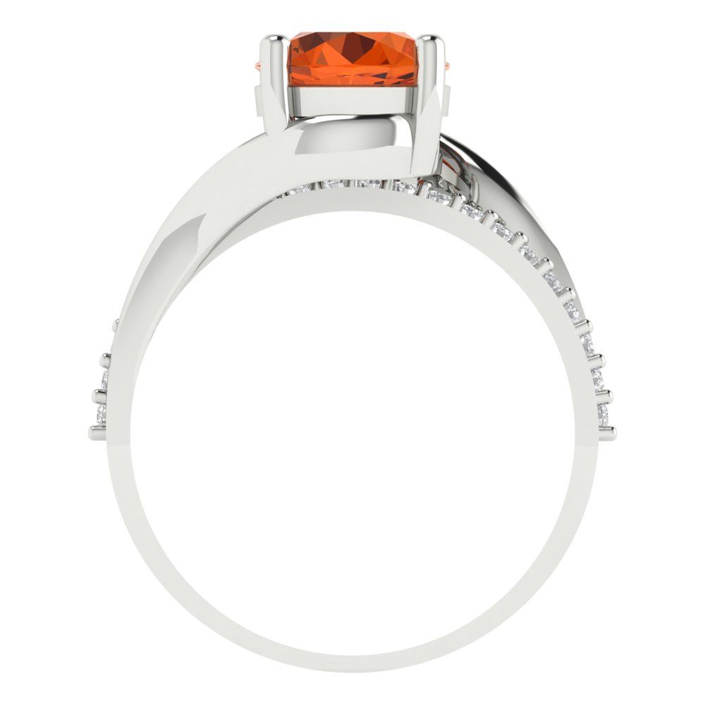 1.71 cttw Zirconia Simulated Red Diamond Solitaire with Zirconia Simulated Diamond Accents Engagement Ring - Solid White Gold (VVS1, Round Cut,7.5mm)