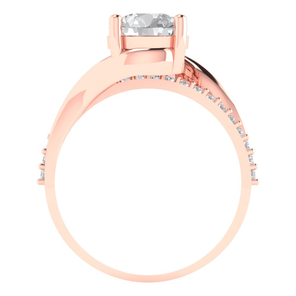 1.71 cttw Moissanite Solitaire with Zirconia Simulated Diamond Accents Engagement Ring - Solid Rose Gold (VVS1, Round Cut,7.5mm)