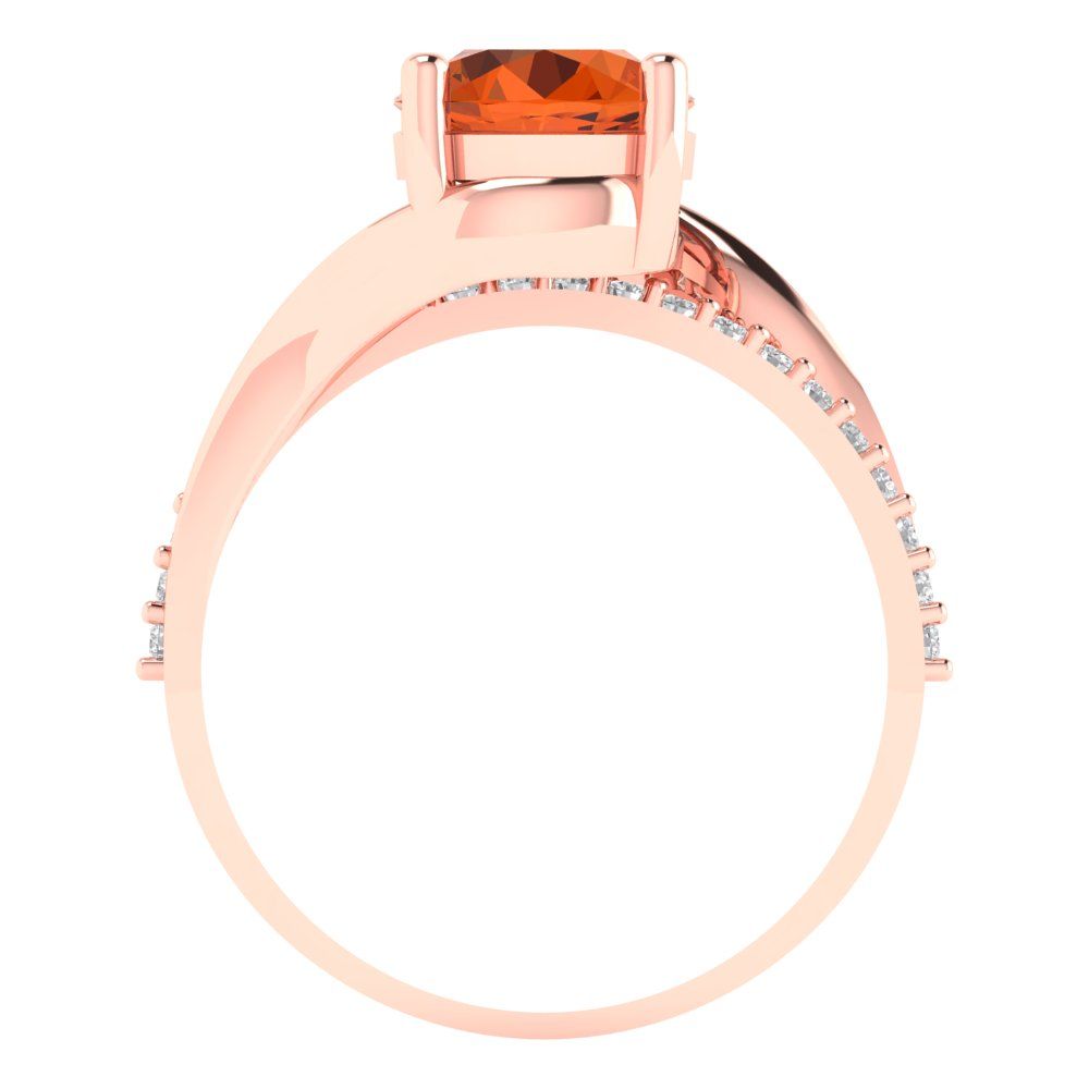 1.71 cttw Simulated Ruby Solitaire with Zirconia Simulated Diamond Accents Engagement Ring - Solid Rose Gold (VVS1, Round Cut,7.5mm)