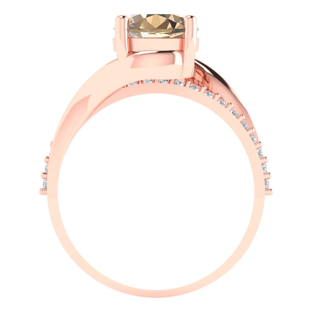 1.71 cttw Yellow Moissanite Solitaire with Zirconia Simulated Diamond Accents Engagement Ring - Solid Rose Gold (VVS1, Round Cut,7.5mm)