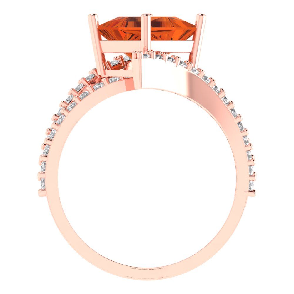 2.3075 cttw Simulated Pink Tourmaline Solitaire with Zirconia Simulated Diamond Accents Engagement Ring - Solid Rose Gold (VVS1, Princess Cut,7.0mm)