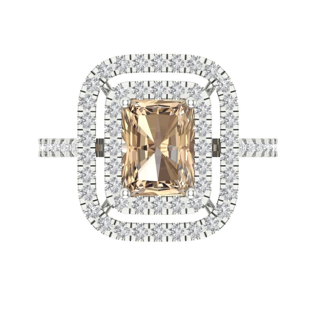 2.62 cttw Yellow Moissanite Hidden Halo Engagement Ring - Solid White Gold (VVS1, Emerald Cut,8X6.0mm)