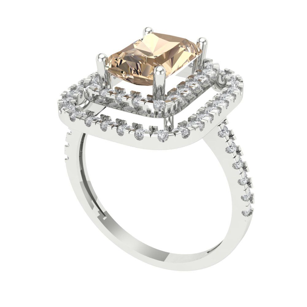 2.62 cttw Yellow Moissanite Hidden Halo Engagement Ring - Solid White Gold (VVS1, Emerald Cut,8X6.0mm)