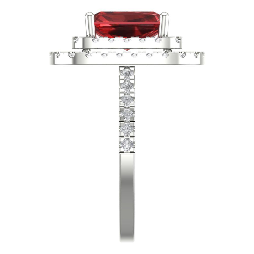 2.62 cttw Natural Garnet Hidden Halo Engagement Ring - Solid White Gold (VVS1, Emerald Cut,8X6.0mm)