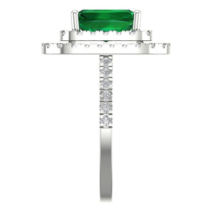 2.62 cttw Simulated Emerald Hidden Halo Engagement Ring - Solid White Gold (VVS1, Emerald Cut,8X6.0mm)