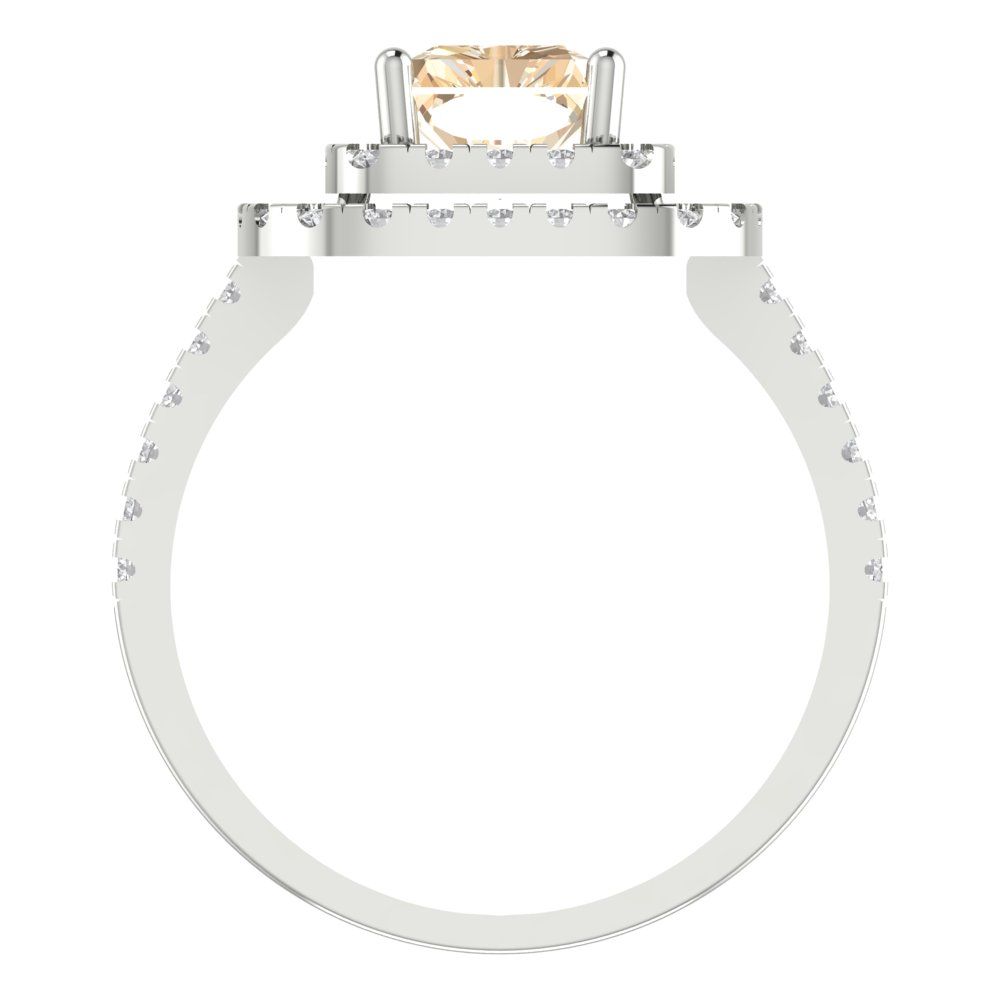 2.62 cttw Natural Morganite Hidden Halo Engagement Ring - Solid White Gold (VVS1, Emerald Cut,8X6.0mm)