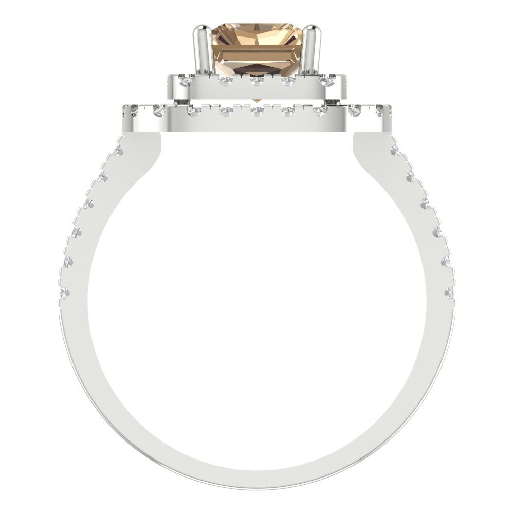 2.62 cttw Yellow Moissanite Hidden Halo Engagement Ring - Solid White Gold (VVS1, Emerald Cut,8X6.0mm)