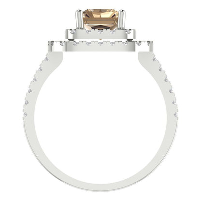2.62 cttw Yellow Moissanite Hidden Halo Engagement Ring - Solid White Gold (VVS1, Emerald Cut,8X6.0mm)