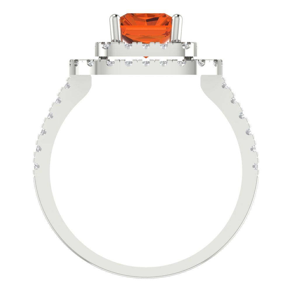 2.62 cttw Simulated Ruby Hidden Halo Engagement Ring - Solid White Gold (VVS1, Emerald Cut,8X6.0mm)