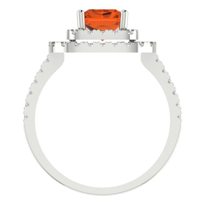 2.62 cttw Simulated Ruby Hidden Halo Engagement Ring - Solid White Gold (VVS1, Emerald Cut,8X6.0mm)
