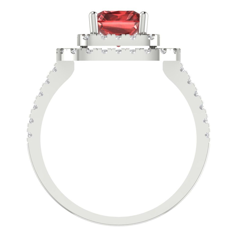 2.62 cttw Natural Garnet Hidden Halo Engagement Ring - Solid White Gold (VVS1, Emerald Cut,8X6.0mm)