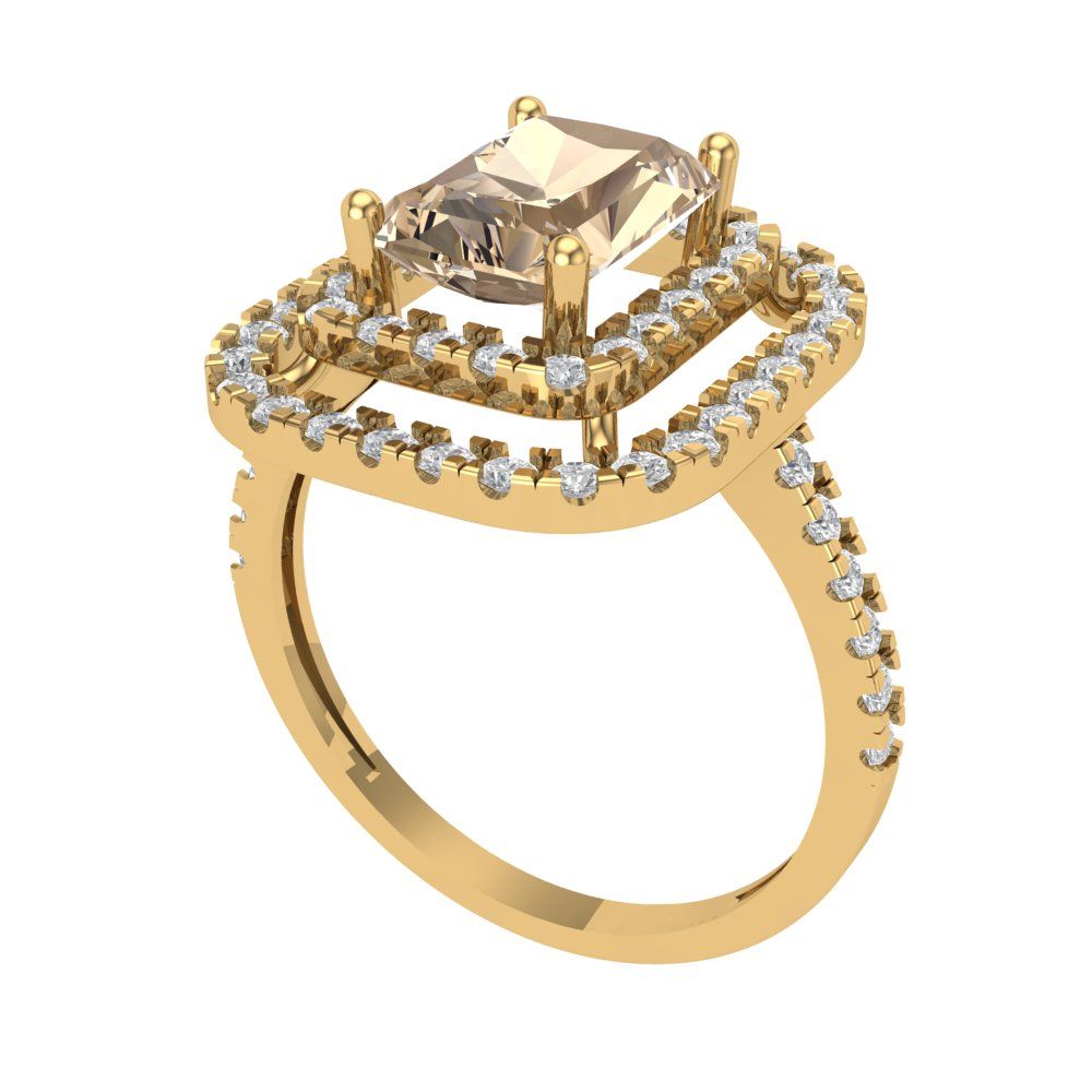 2.62 cttw Yellow Moissanite Hidden Halo Engagement Ring - Solid Yellow Gold (VVS1, Emerald Cut,8X6.0mm)