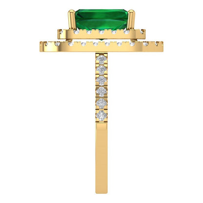 2.62 cttw Simulated Emerald Hidden Halo Engagement Ring - Solid Yellow Gold (VVS1, Emerald Cut,8X6.0mm)