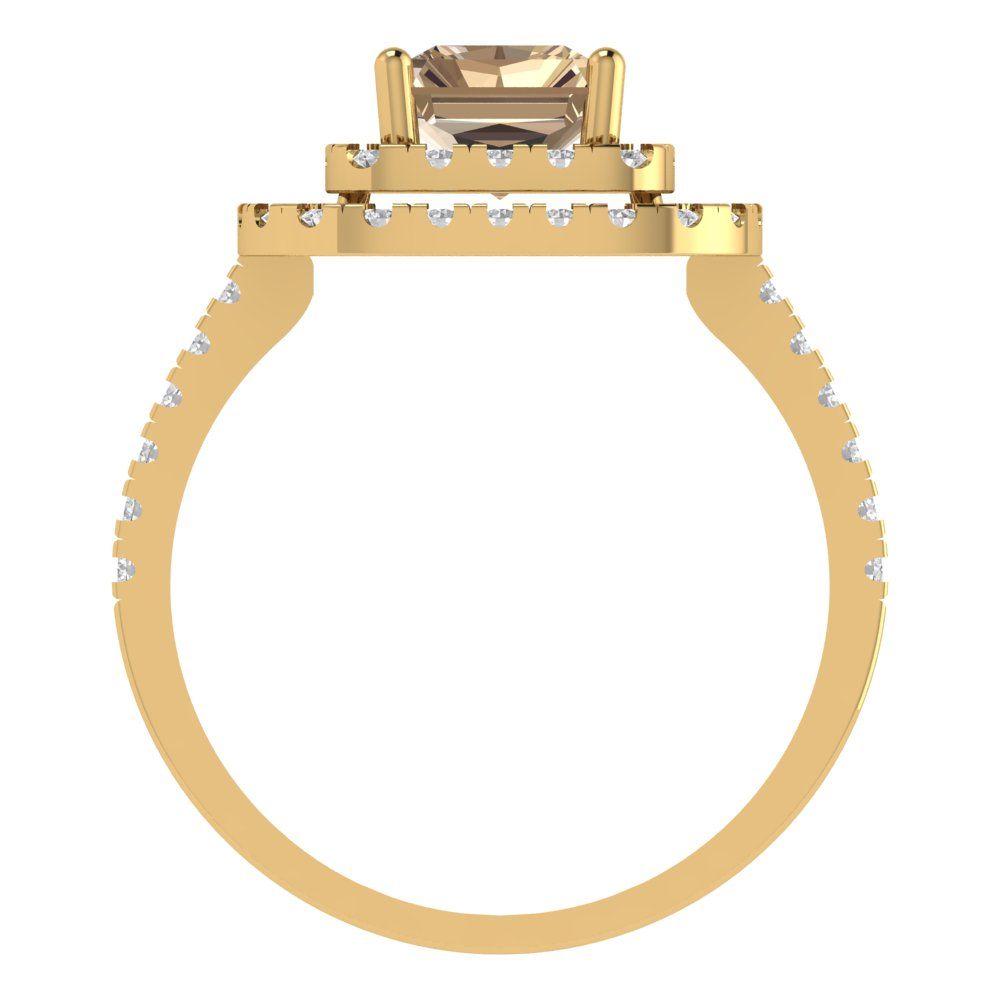 2.62 cttw Yellow Moissanite Hidden Halo Engagement Ring - Solid Yellow Gold (VVS1, Emerald Cut,8X6.0mm)