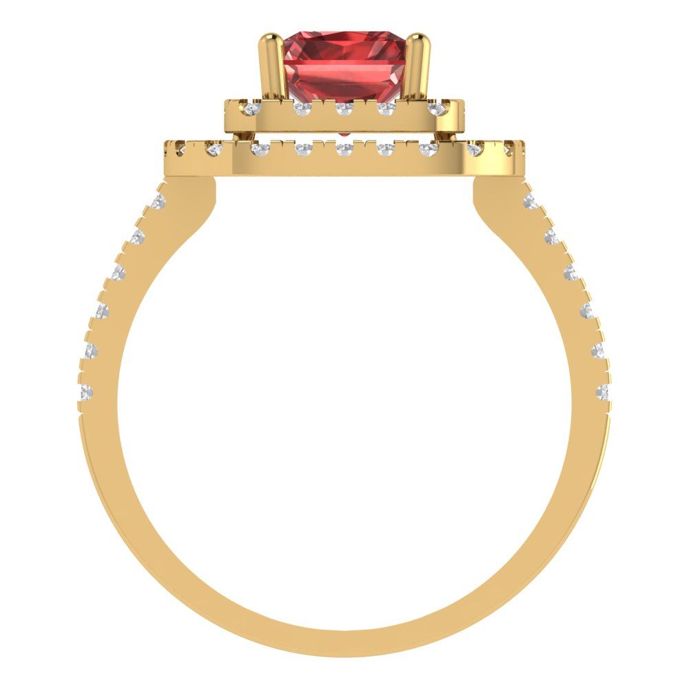 2.62 cttw Natural Garnet Hidden Halo Engagement Ring - Solid Yellow Gold (VVS1, Emerald Cut,8X6.0mm)