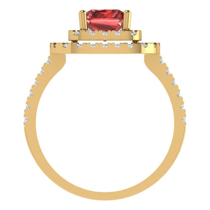 2.62 cttw Natural Garnet Hidden Halo Engagement Ring - Solid Yellow Gold (VVS1, Emerald Cut,8X6.0mm)