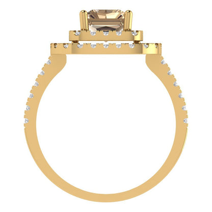 2.62 cttw Yellow Moissanite Hidden Halo Engagement Ring - Solid Yellow Gold (VVS1, Emerald Cut,8X6.0mm)