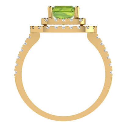 2.62 cttw Natural Peridot Hidden Halo Engagement Ring - Solid Yellow Gold (VVS1, Emerald Cut,8X6.0mm)